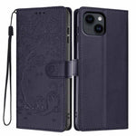Capa de telefone em pele vegana com relevo de gato na árvore e fecho de aba, para iPhone 15, para iPhone 14 Plus, para iPhone 14, para iPhone 14 Pro, para iPhone 14 Pro Max, para iPhone 13 Pro Max