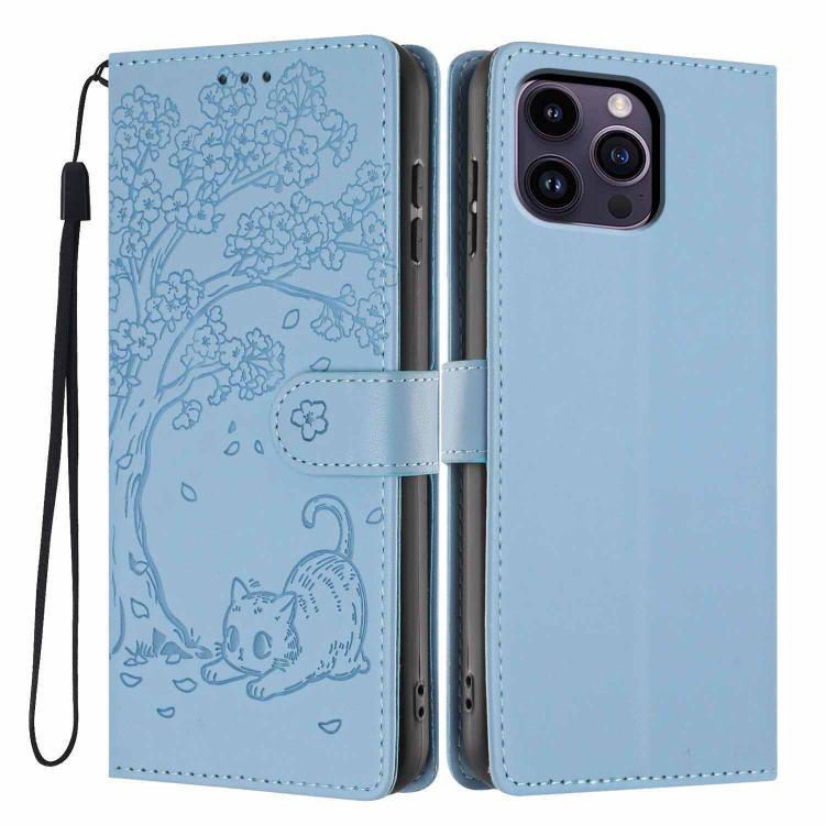 Capa de telefone em pele vegana com relevo de gato na árvore e fecho de aba, para iPhone 15, para iPhone 14 Plus, para iPhone 14, para iPhone 14 Pro, para iPhone 14 Pro Max, para iPhone 13 Pro Max