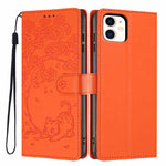 Capa de telefone em pele vegana com relevo de gato na árvore e fecho de aba, para iPhone 11 Pro