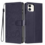 Tree Cat Embossed Flip Vegan Leather Phone Case, For iPhone 13 Pro, For iPhone 13, For iPhone 12 Pro Max, For iPhone 12 / 12 Pro, For iPhone 11 Pro Max, For iPhone 11