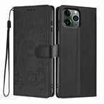 Capa de telefone em pele vegana com relevo de gato na árvore e fecho de aba, para iPhone 11 Pro