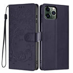 Capa de telefone em pele vegana com relevo de gato na árvore e fecho de aba, para iPhone 11 Pro