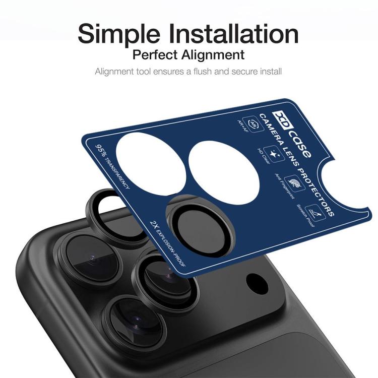 XDcase 5pcs Protetor de Lente da Câmara Hawkeye AF + AR com Ferramenta de Alinhamento, Para iPhone 17 Pro Max, Para iPhone 17 Pro