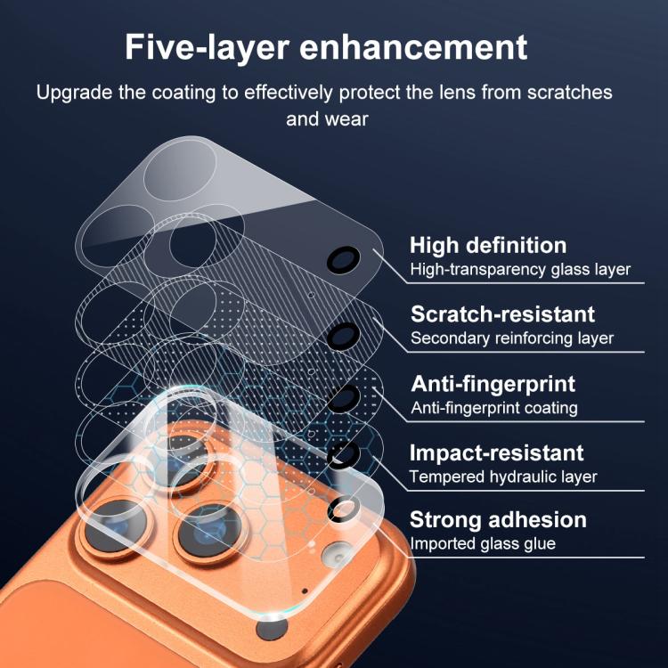 XDcase 5pcs Filme de Vidro Temperado Integrado Transparente para Câmara, Para iPhone 17 Pro Max, Para iPhone 17 Pro, Para iPhone 17, Para iPhone Air