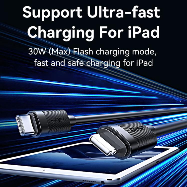 Cabo de Dados de Carregamento Rápido PD30W USAMS SJ781 USB-C / Tipo-C para 8 Pinos, 1m