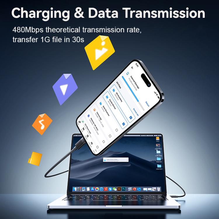 Cabo de Dados de Carregamento Rápido PD30W USAMS SJ781 USB-C / Tipo-C para 8 Pinos, 1m