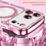 Capa de telemóvel magnética em TPU com moldura ondulada, estrela, diamante e eletrochapado com glitter, Para iPhone 17 Pro Max, Para iPhone 17 Pro, Para iPhone 17, Para iPhone 16 Pro Max, Para iPhone 16 Pro, Para iPhone 16