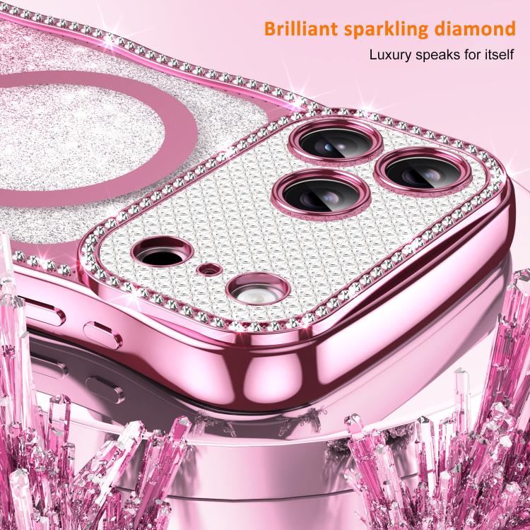 Capa de telemóvel magnética em TPU com moldura ondulada, estrela, diamante e eletrochapado com glitter, Para iPhone 17 Pro Max, Para iPhone 17 Pro, Para iPhone 17, Para iPhone 16 Pro Max, Para iPhone 16 Pro, Para iPhone 16