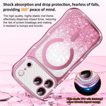 Capa de telemóvel magnética em TPU com moldura ondulada, estrela, diamante e eletrochapado com glitter, Para iPhone 17 Pro Max, Para iPhone 17 Pro, Para iPhone 17, Para iPhone 16 Pro Max, Para iPhone 16 Pro, Para iPhone 16