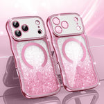 Capa de telemóvel magnética em TPU com moldura ondulada, estrela, diamante e eletrochapado com glitter, Para iPhone 17 Pro Max, Para iPhone 17 Pro, Para iPhone 17, Para iPhone 16 Pro Max, Para iPhone 16 Pro, Para iPhone 16