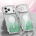 Capa de telemóvel magnética em TPU com moldura ondulada, estrela, diamante e eletrochapado com glitter, Para iPhone 17 Pro Max, Para iPhone 17 Pro, Para iPhone 17, Para iPhone 16 Pro Max, Para iPhone 16 Pro, Para iPhone 16