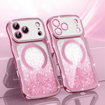 Capa de telemóvel magnética em TPU com moldura ondulada, estrela, diamante e eletrochapado com glitter, Para iPhone 17 Pro Max, Para iPhone 17 Pro, Para iPhone 17, Para iPhone 16 Pro Max, Para iPhone 16 Pro, Para iPhone 16