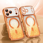 Capa de telemóvel magnética em TPU com moldura ondulada, estrela, diamante e eletrochapado com glitter, Para iPhone 17 Pro Max, Para iPhone 17 Pro, Para iPhone 17, Para iPhone 16 Pro Max, Para iPhone 16 Pro, Para iPhone 16