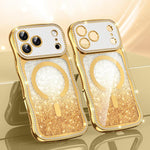 Capa de telemóvel magnética em TPU com moldura ondulada, estrela, diamante e eletrochapado com glitter, Para iPhone 17 Pro Max, Para iPhone 17 Pro, Para iPhone 17, Para iPhone 16 Pro Max, Para iPhone 16 Pro, Para iPhone 16