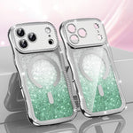 Capa de telemóvel magnética em TPU com moldura ondulada, estrela, diamante e eletrochapado com glitter, Para iPhone 17 Pro Max, Para iPhone 17 Pro, Para iPhone 17, Para iPhone 16 Pro Max, Para iPhone 16 Pro, Para iPhone 16