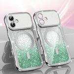 Capa de telemóvel magnética em TPU com moldura ondulada, estrela, diamante e eletrochapado com glitter, Para iPhone 17 Pro Max, Para iPhone 17 Pro, Para iPhone 17, Para iPhone 16 Pro Max, Para iPhone 16 Pro, Para iPhone 16