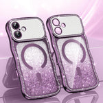 Capa de telemóvel magnética em TPU com moldura ondulada, estrela, diamante e eletrochapado com glitter, Para iPhone 17 Pro Max, Para iPhone 17 Pro, Para iPhone 17, Para iPhone 16 Pro Max, Para iPhone 16 Pro, Para iPhone 16