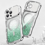 Capa de telemóvel magnética em TPU com moldura ondulada, estrela, diamante e eletrochapado com glitter, Para iPhone 17 Pro Max, Para iPhone 17 Pro, Para iPhone 17, Para iPhone 16 Pro Max, Para iPhone 16 Pro, Para iPhone 16
