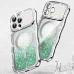 Capa de telemóvel magnética em TPU com moldura ondulada, estrela, diamante e eletrochapado com glitter, Para iPhone 17 Pro Max, Para iPhone 17 Pro, Para iPhone 17, Para iPhone 16 Pro Max, Para iPhone 16 Pro, Para iPhone 16