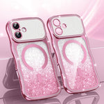 Capa de telemóvel magnética em TPU com moldura ondulada, estrela, diamante e eletrochapado com glitter, Para iPhone 17 Pro Max, Para iPhone 17 Pro, Para iPhone 17, Para iPhone 16 Pro Max, Para iPhone 16 Pro, Para iPhone 16
