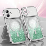 Capa de telemóvel magnética em TPU com moldura ondulada, estrela, diamante e eletrochapado com glitter, Para iPhone 17 Pro Max, Para iPhone 17 Pro, Para iPhone 17, Para iPhone 16 Pro Max, Para iPhone 16 Pro, Para iPhone 16