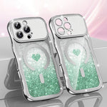 Wavy Frame Star Diamond Electroplate TPU Glitter Heart Magnetic Phone Case, For iPhone 17 Pro Max, For iPhone 17 Pro, For iPhone 17, For iPhone 16 Pro Max, For iPhone 16 Pro, For iPhone 16