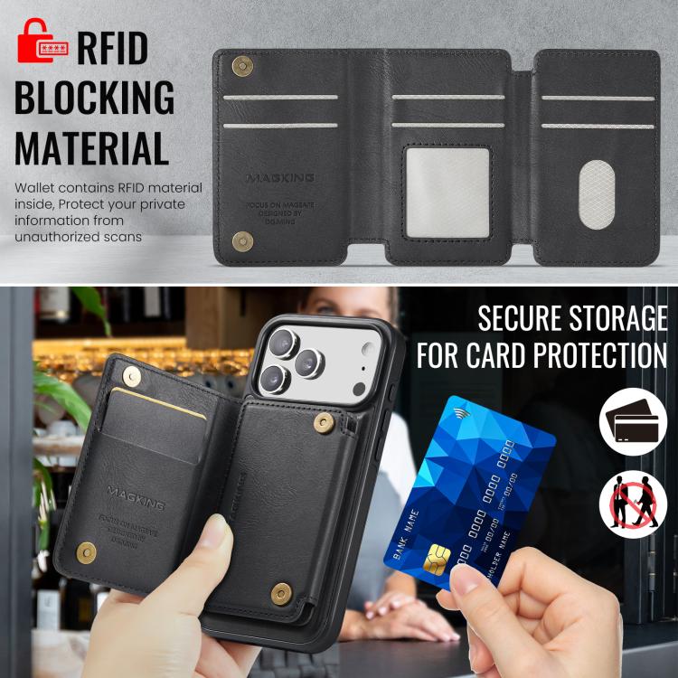 Capa de telemóvel destacável MAGKING K3 Series MagSafe RFID K3 Pro com bolsa para cartões, Para iPhone 17 Pro Max, Para iPhone 17 Pro, Para iPhone Air