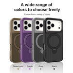 Capa de telemóvel com suporte MagSafe 360 em textura de fibra de carbono, Para iPhone 17 Pro Max