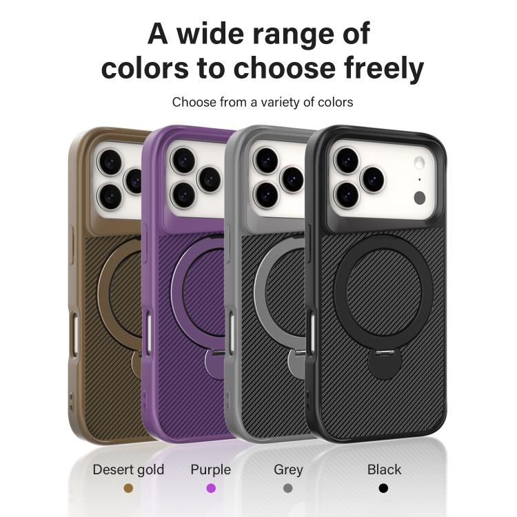 Capa de telemóvel com suporte MagSafe 360 em textura de fibra de carbono, Para iPhone 17 Pro Max