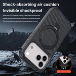 Capa de telemóvel com suporte MagSafe 360 em textura de fibra de carbono, Para iPhone 17 Pro Max