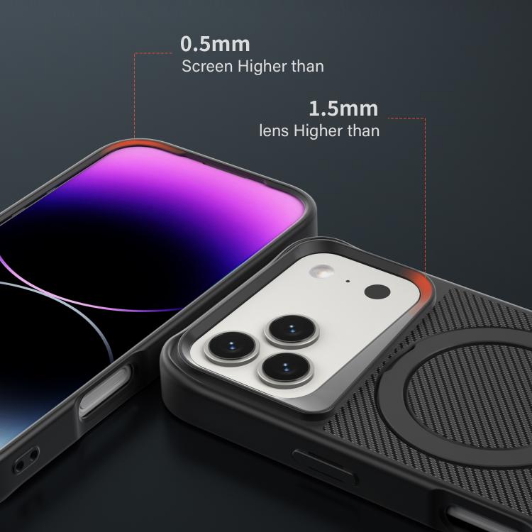 Capa de telemóvel com suporte MagSafe 360 em textura de fibra de carbono, Para iPhone 17 Pro Max