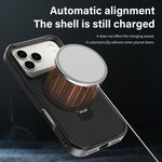 Capa de telemóvel com suporte MagSafe 360 em textura de fibra de carbono, Para iPhone 17 Pro Max