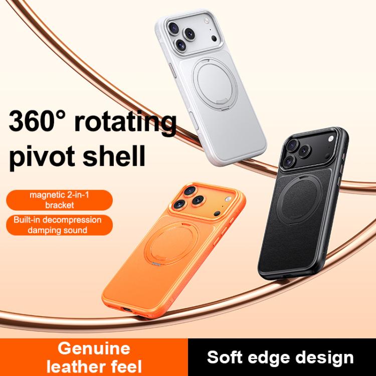 Capa de telemóvel com suporte magnético rotativo 360 graus e textura de pele, Para iPhone 17 Pro Max, Para iPhone 17 Pro, Para iPhone 17, Para iPhone Air, Para iPhone 16 Pro Max, Para iPhone 16 Pro, Para iPhone 16 Plus, Para iPhone 16