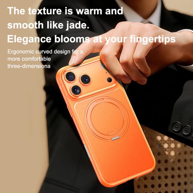 Capa de telemóvel com suporte magnético rotativo 360 graus e textura de pele, Para iPhone 17 Pro Max, Para iPhone 17 Pro, Para iPhone 17, Para iPhone Air, Para iPhone 16 Pro Max, Para iPhone 16 Pro, Para iPhone 16 Plus, Para iPhone 16