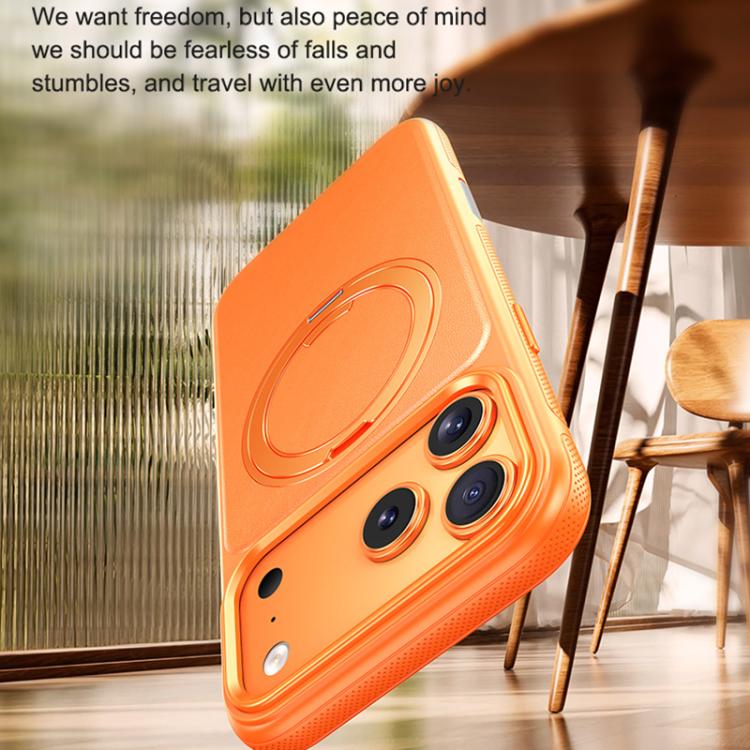 Capa de telemóvel com suporte magnético rotativo 360 graus e textura de pele, Para iPhone 17 Pro Max, Para iPhone 17 Pro, Para iPhone 17, Para iPhone Air, Para iPhone 16 Pro Max, Para iPhone 16 Pro, Para iPhone 16 Plus, Para iPhone 16