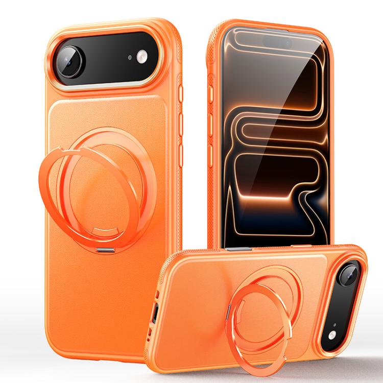 Capa de telemóvel com suporte magnético rotativo 360 graus e textura de pele, Para iPhone 17 Pro Max, Para iPhone 17 Pro, Para iPhone 17, Para iPhone Air, Para iPhone 16 Pro Max, Para iPhone 16 Pro, Para iPhone 16 Plus, Para iPhone 16