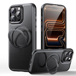 Capa de telemóvel com suporte magnético rotativo 360 graus e textura de pele, Para iPhone 17 Pro Max, Para iPhone 17 Pro, Para iPhone 17, Para iPhone Air, Para iPhone 16 Pro Max, Para iPhone 16 Pro, Para iPhone 16 Plus, Para iPhone 16