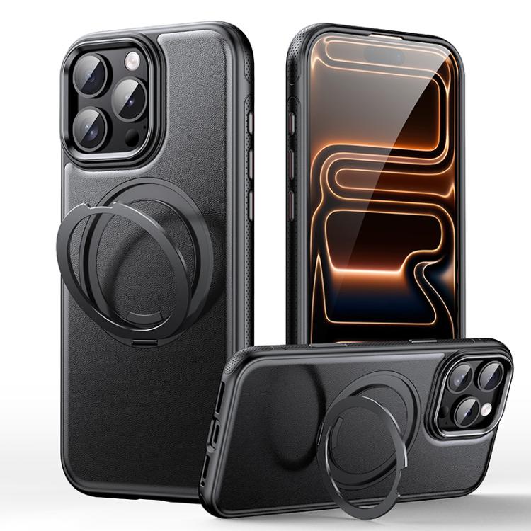 Capa de telemóvel com suporte magnético rotativo 360 graus e textura de pele, Para iPhone 17 Pro Max, Para iPhone 17 Pro, Para iPhone 17, Para iPhone Air, Para iPhone 16 Pro Max, Para iPhone 16 Pro, Para iPhone 16 Plus, Para iPhone 16
