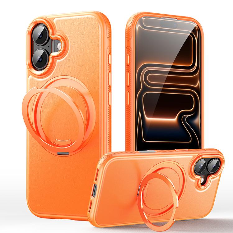 Capa de telemóvel com suporte magnético rotativo 360 graus e textura de pele, Para iPhone 17 Pro Max, Para iPhone 17 Pro, Para iPhone 17, Para iPhone Air, Para iPhone 16 Pro Max, Para iPhone 16 Pro, Para iPhone 16 Plus, Para iPhone 16