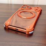 Capa de telemóvel MagSafe com suporte rotativo 360 graus sem moldura em metal de nogueira, Para iPhone 17 Pro Max, Para iPhone 17 Pro
