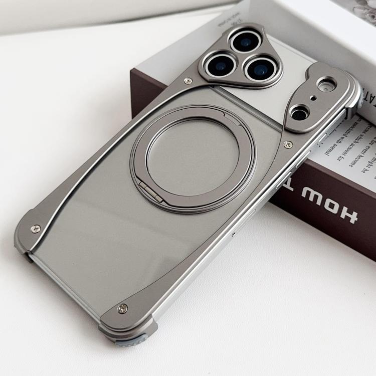 Capa de telemóvel magnética com suporte rotativo 360 sem moldura em metal na cor original Weasel, Para iPhone 17 Pro Max, Para iPhone 17 Pro
