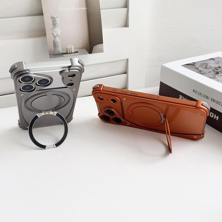 Capa de telemóvel magnética com suporte rotativo 360 sem moldura em metal na cor original Weasel, Para iPhone 17 Pro Max, Para iPhone 17 Pro