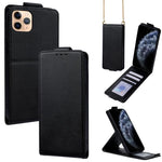 Capa de Telefone em Pele Vegana de Cor Sólida com Fecho Vertical e Corrente Transversal, Para iPhone 11 Pro Max, Para iPhone 11, Para iPhone 11 Pro