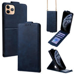 Capa de Telefone em Pele Vegana de Cor Sólida com Fecho Vertical e Corrente Transversal, Para iPhone 11 Pro Max, Para iPhone 11, Para iPhone 11 Pro