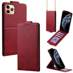 Capa de Telefone em Pele Vegana de Cor Sólida com Fecho Vertical e Corrente Transversal, Para iPhone 11 Pro Max, Para iPhone 11, Para iPhone 11 Pro