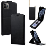 Capa de Telefone em Pele Vegana de Cor Sólida com Fecho Vertical e Corrente Transversal, Para iPhone 11 Pro Max, Para iPhone 11, Para iPhone 11 Pro