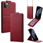 Capa de Telefone em Pele Vegana de Cor Sólida com Fecho Vertical e Corrente Transversal, Para iPhone 11 Pro Max, Para iPhone 11, Para iPhone 11 Pro