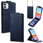 Capa de Telefone em Pele Vegana de Cor Sólida com Fecho Vertical e Corrente Transversal, Para iPhone 11 Pro Max, Para iPhone 11, Para iPhone 11 Pro