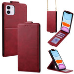 Capa de Telefone em Pele Vegana de Cor Sólida com Fecho Vertical e Corrente Transversal, Para iPhone 11 Pro Max, Para iPhone 11, Para iPhone 11 Pro