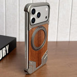 Suporte Magnético para Telefone Armor em Madeira de Nogueira Metal Sem Moldura com Rotação 360, Para iPhone 17 Pro Max, Para iPhone 17 Pro